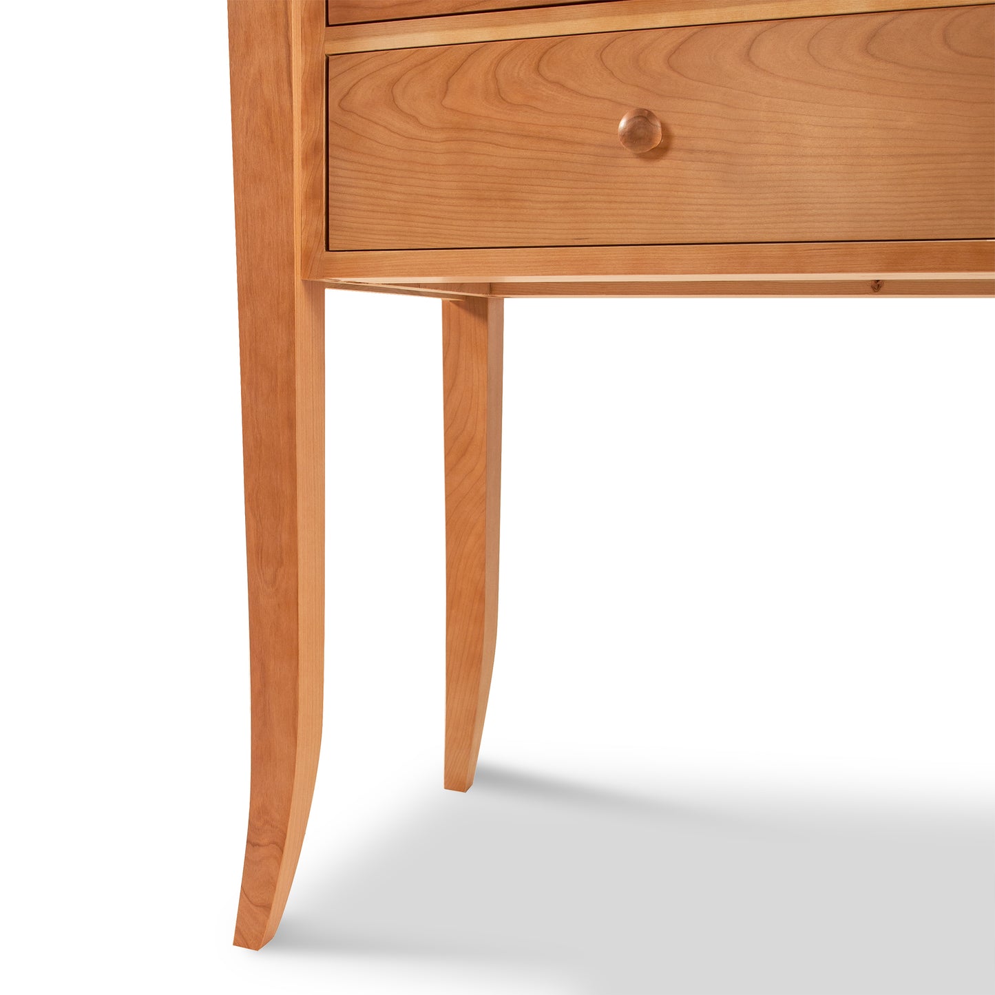 Lyndon Furniture Classic Shaker Flare Leg 48" Hunt Board, handcrafted with two drawers and round knobs in solid wood.