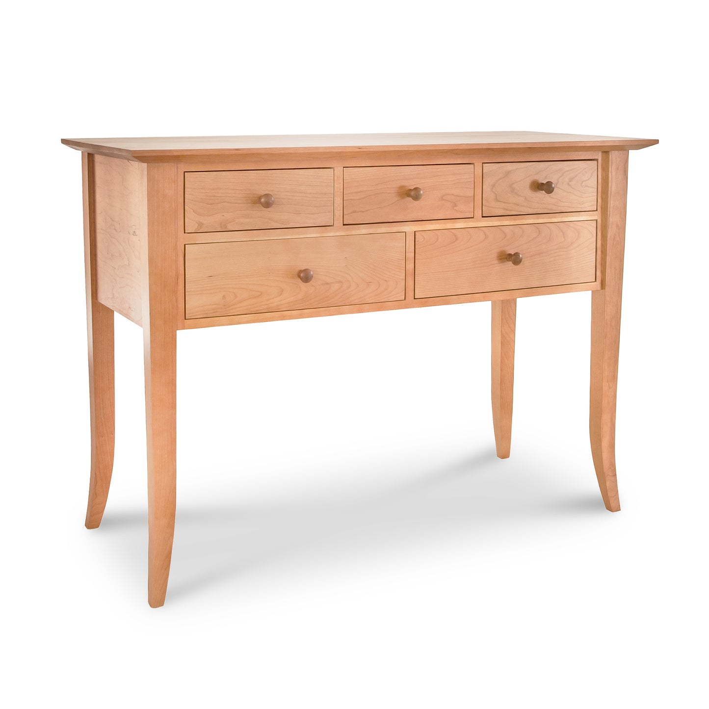 A Lyndon Furniture Classic Shaker Flare Leg 48" Hunt Board with three drawers, perfect for luxury dining room furniture.