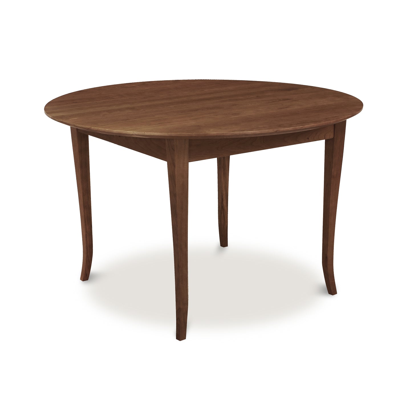 Classic Shaker Flare Leg Round Solid Top Table by Lyndon Furniture, featuring elegant flared legs and a smooth round surface, crafted from solid wood.