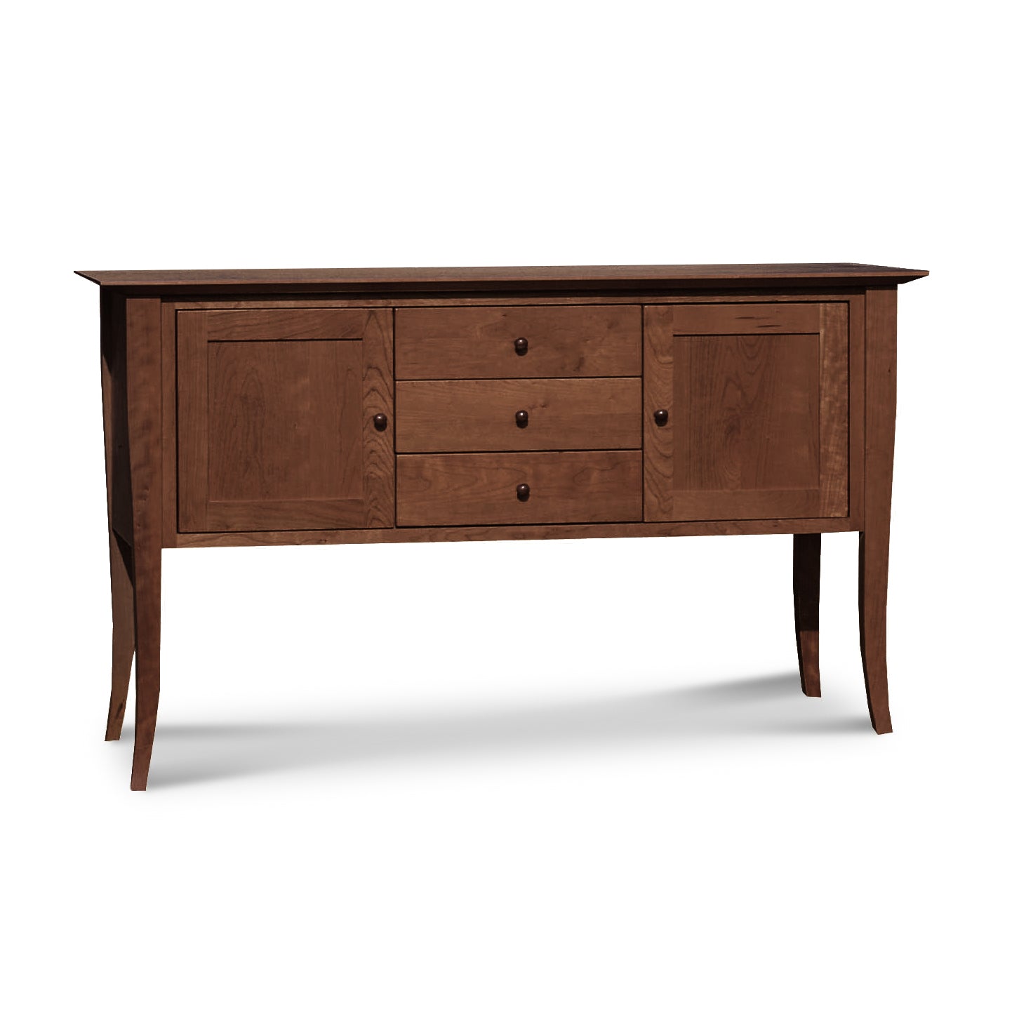 Classic Shaker Flare Leg Small Buffet by Lyndon Furniture, crafted from solid hardwoods with elegant tapered legs and quality Vermont craftsmanship.