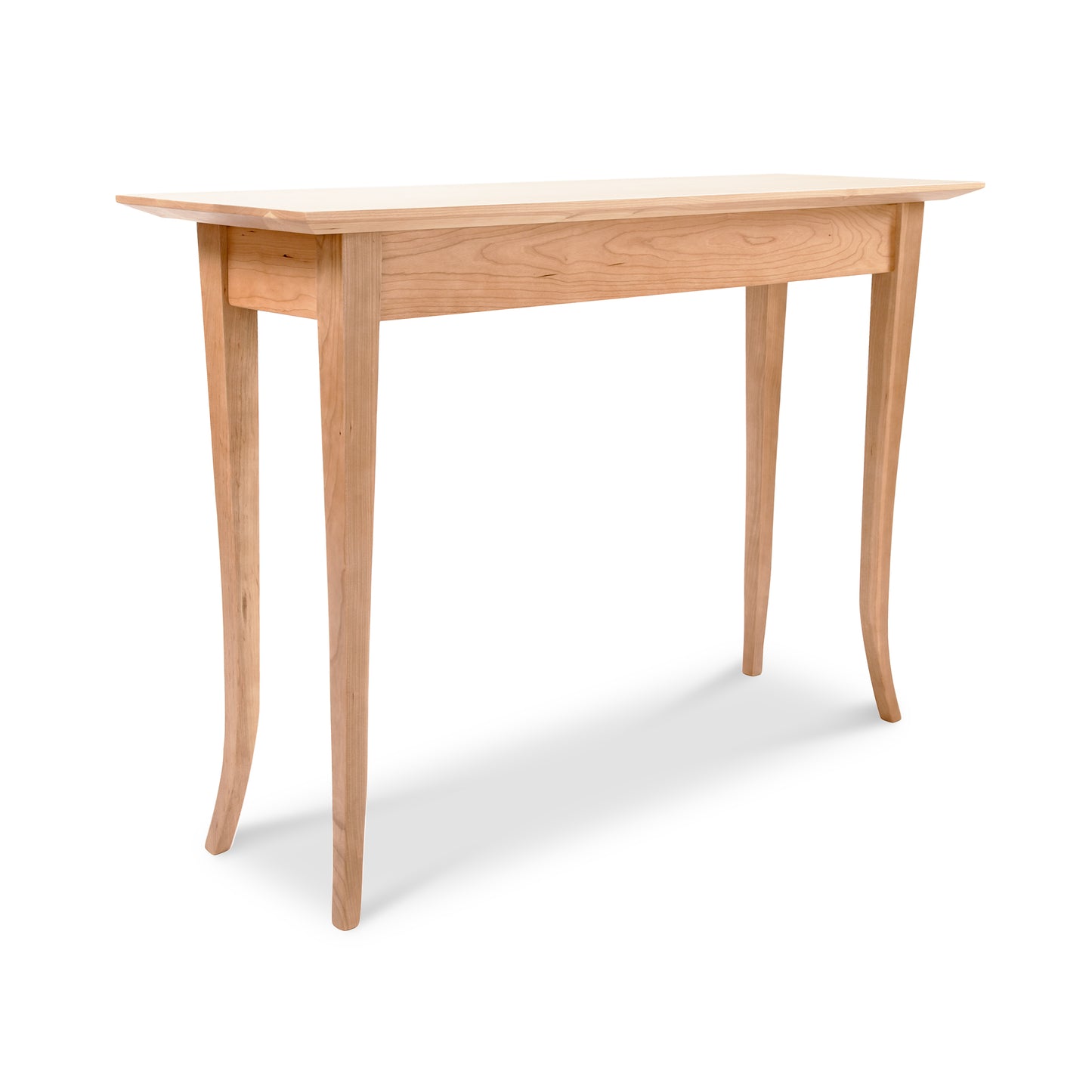 Lyndon Furniture Classic Shaker Flare Leg Sofa Table with four tapered legs and a rectangular top in natural wood finish.