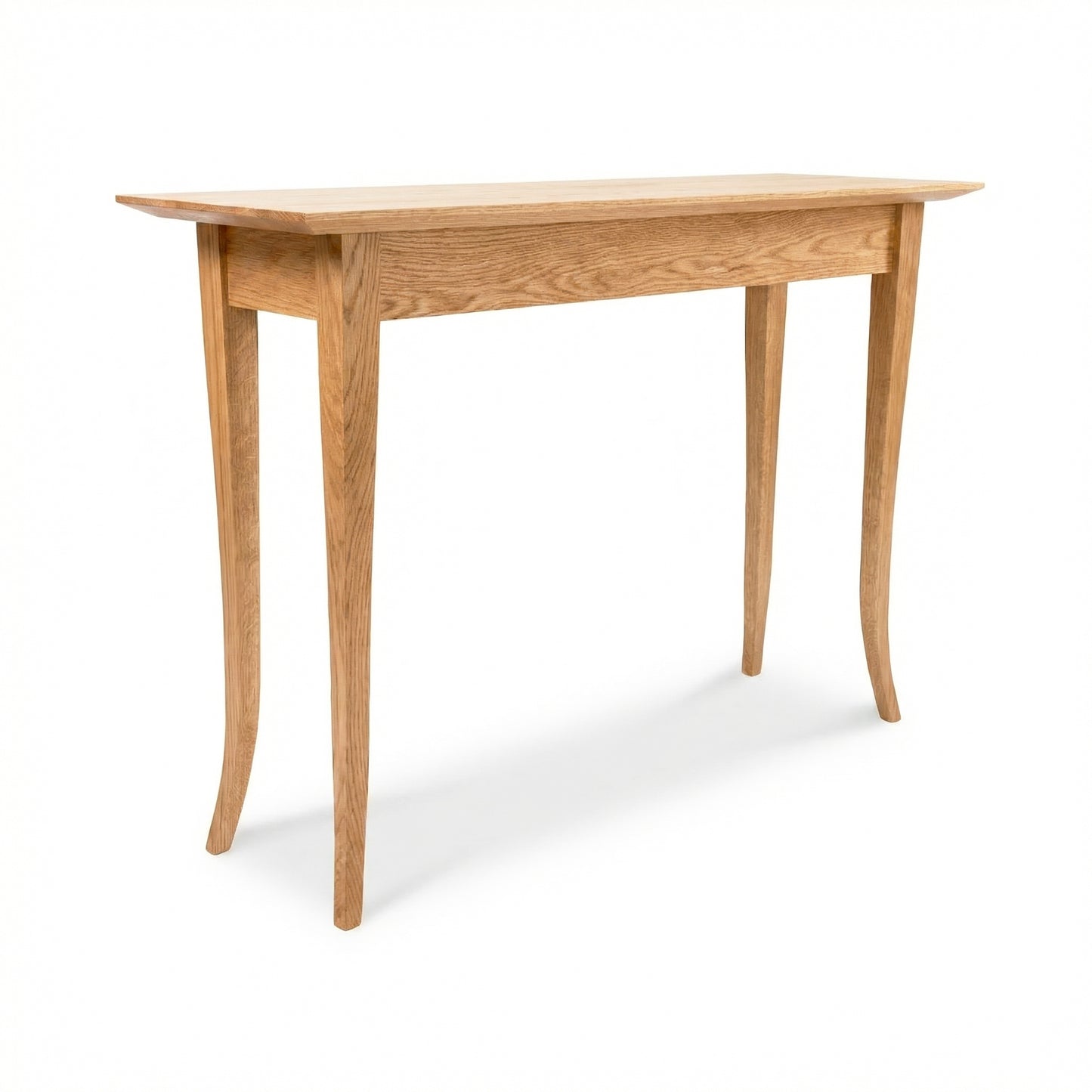 Lyndon Furniture Classic Shaker Flare Leg Sofa Table with a rectangular top and natural cherry legs, handcrafted in Vermont.
