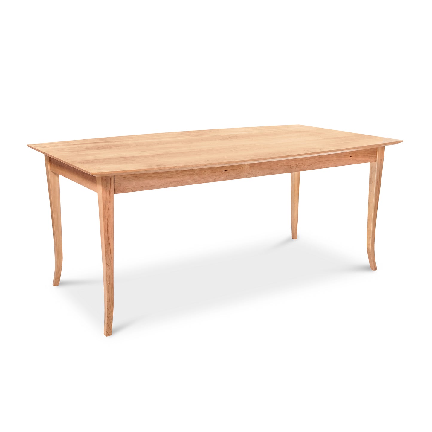 Lyndon Furniture Classic Shaker Flare Leg Solid Boat Top Table showcasing four curved legs and a sleek, smooth top.