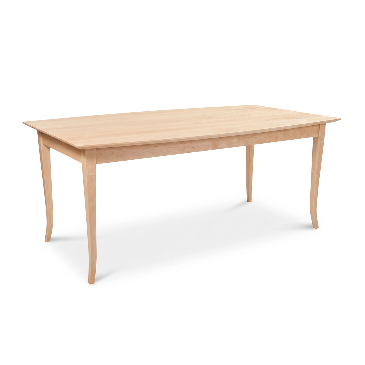 Lyndon Furniture Classic Shaker Flare Leg Solid Boat Top Table showcasing four curved legs and a sleek, smooth top.