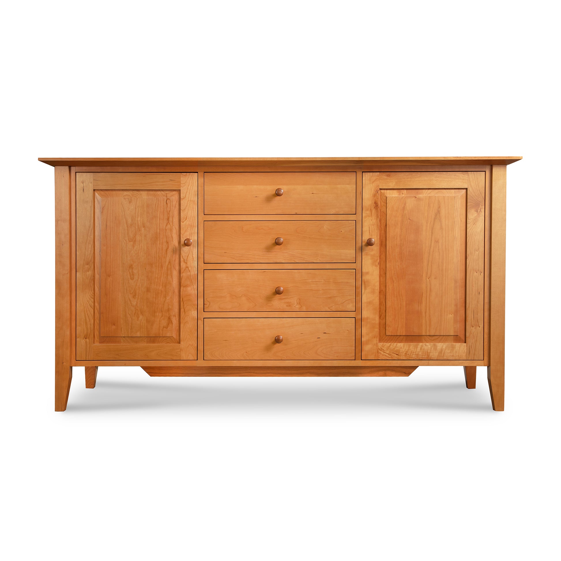 Classic Shaker Large Buffet by Lyndon Furniture with a natural wood finish, 2 doors, and 4 drawers crafted from sustainable hardwoods.