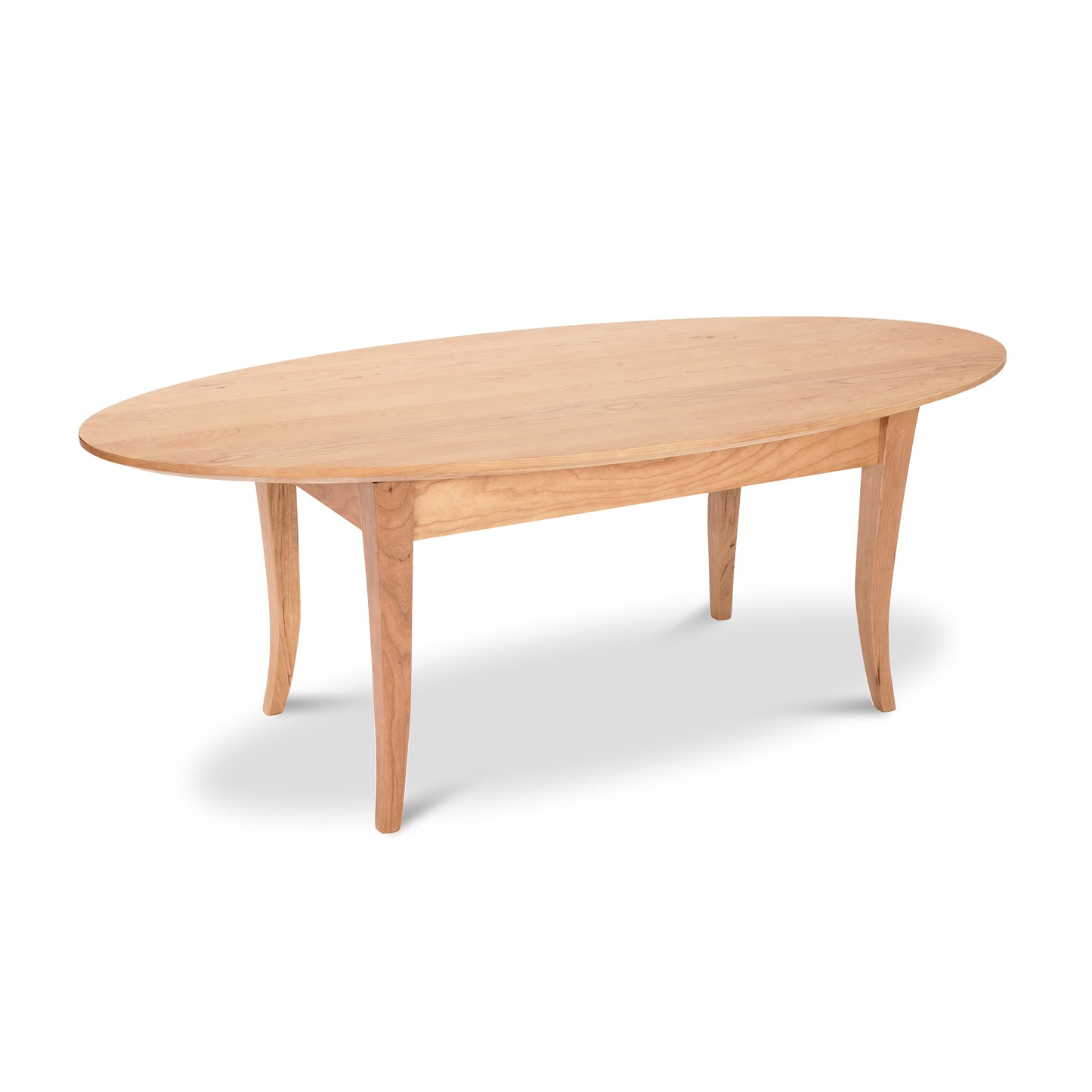 Classic Shaker Flare Leg Oval Top Coffee Table by Lyndon Furniture, crafted from sustainably harvested hardwoods with elegant flared legs and smooth oval surface.