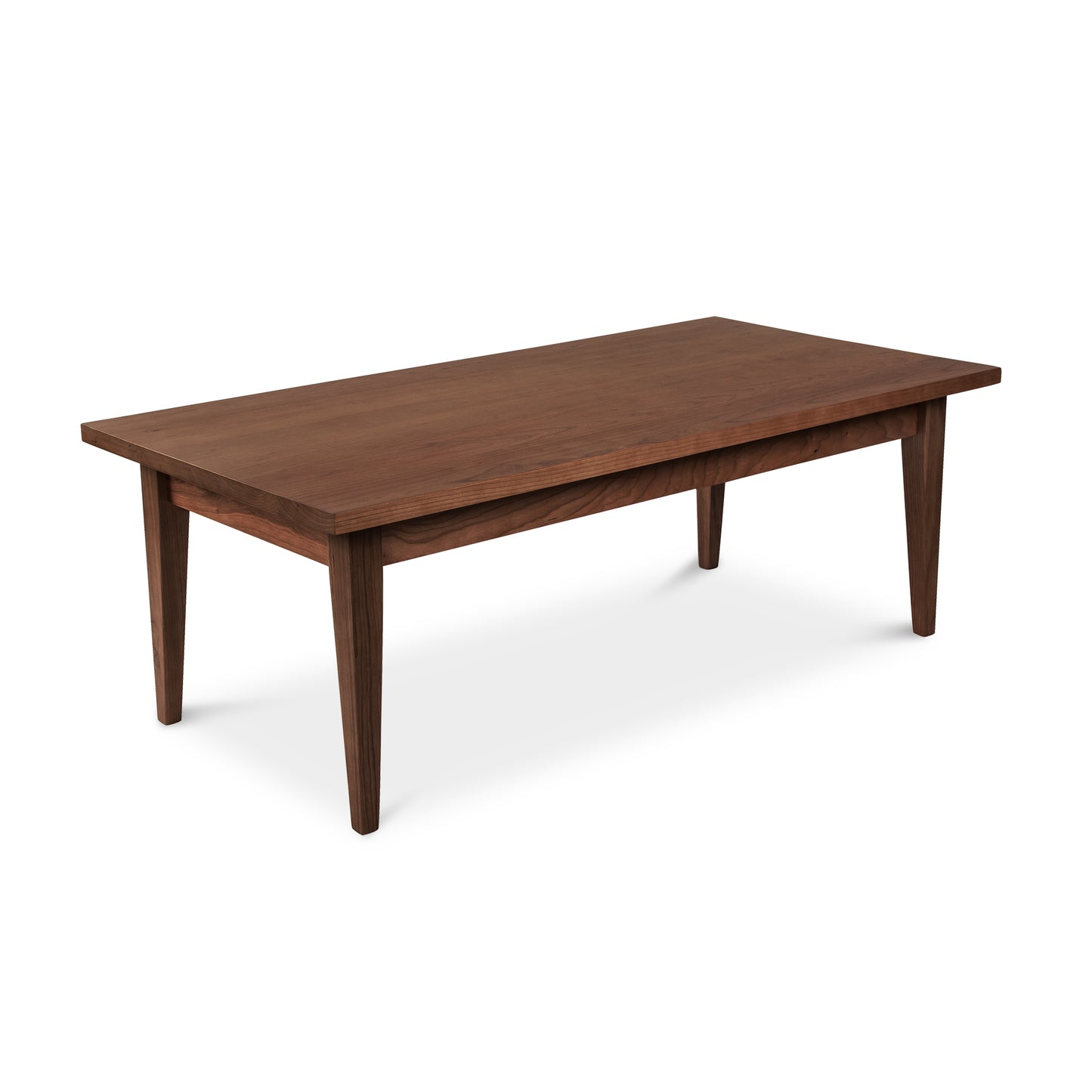 Lyndon Furniture Classic Shaker Coffee Table with four tapered legs and rich dark brown stain, highlighting traditional craftsmanship.