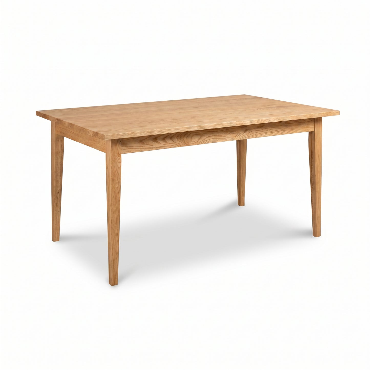 Lyndon Furniture Classic Shaker Solid Top Dining Table with four straight legs and a smooth light wood finish, expertly crafted in Vermont.
