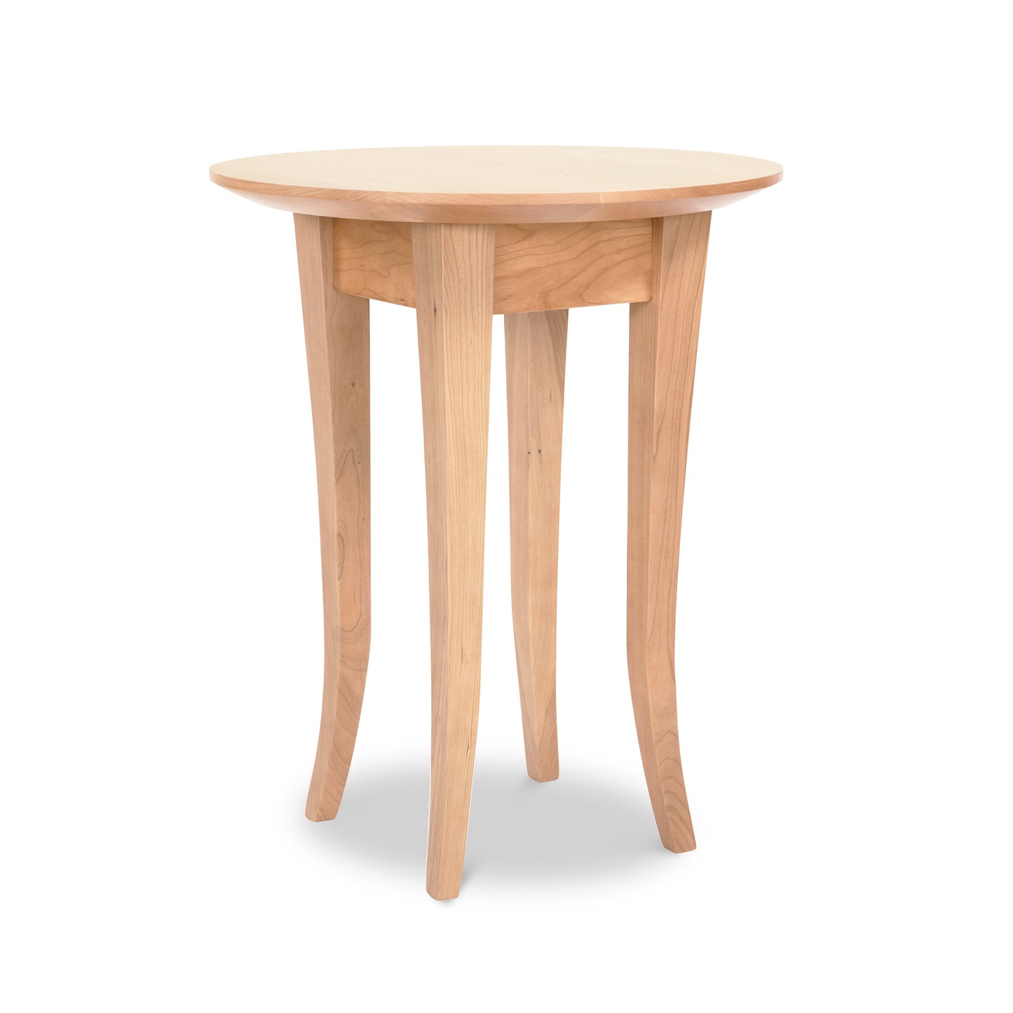 Lyndon Furniture Classic Shaker Round Flare Leg End Table in solid wood with elegant, curved legs and timeless Shaker style craftsmanship.