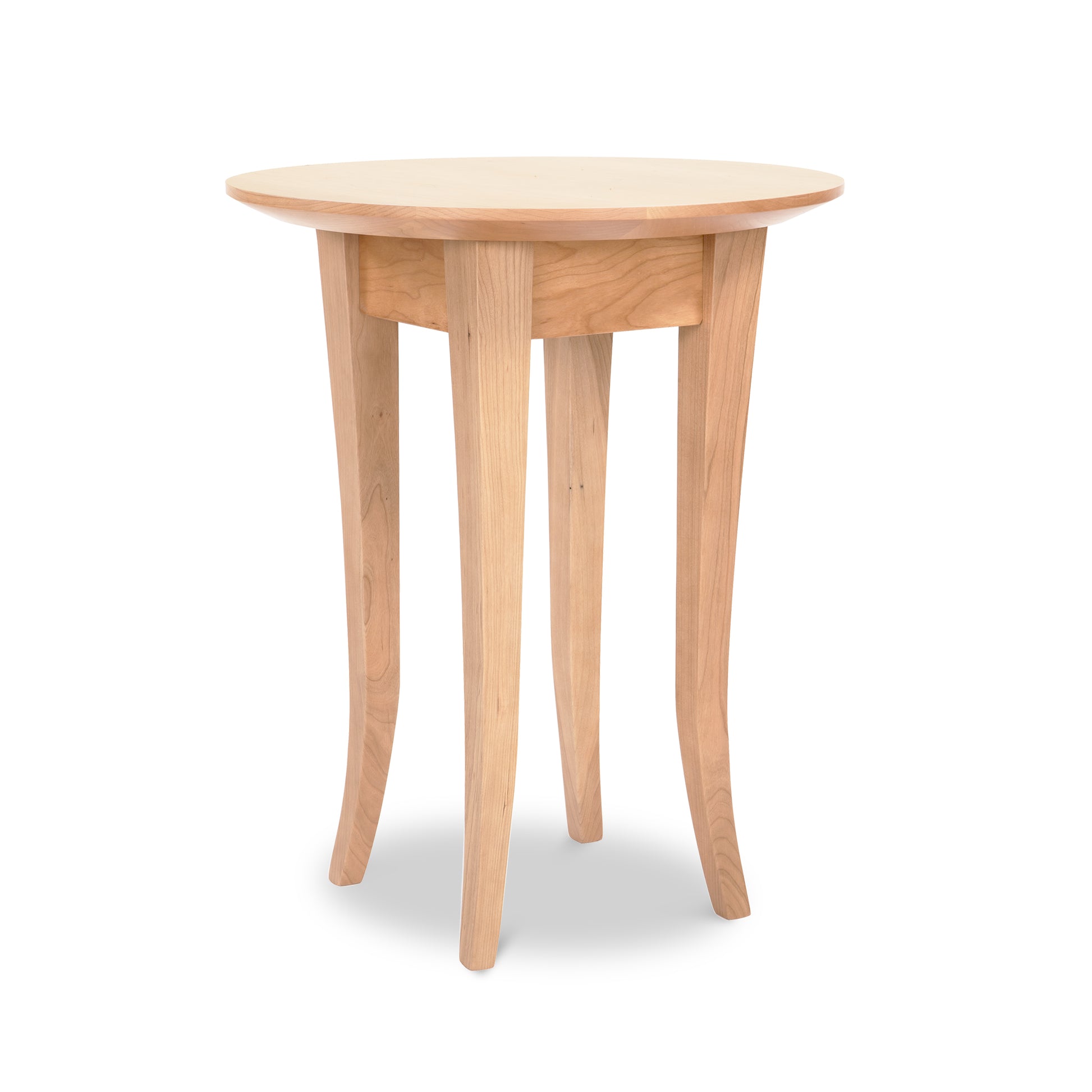 Lyndon Furniture Classic Shaker Round Flare Leg End Table in solid wood with elegant, curved legs and timeless Shaker style craftsmanship.