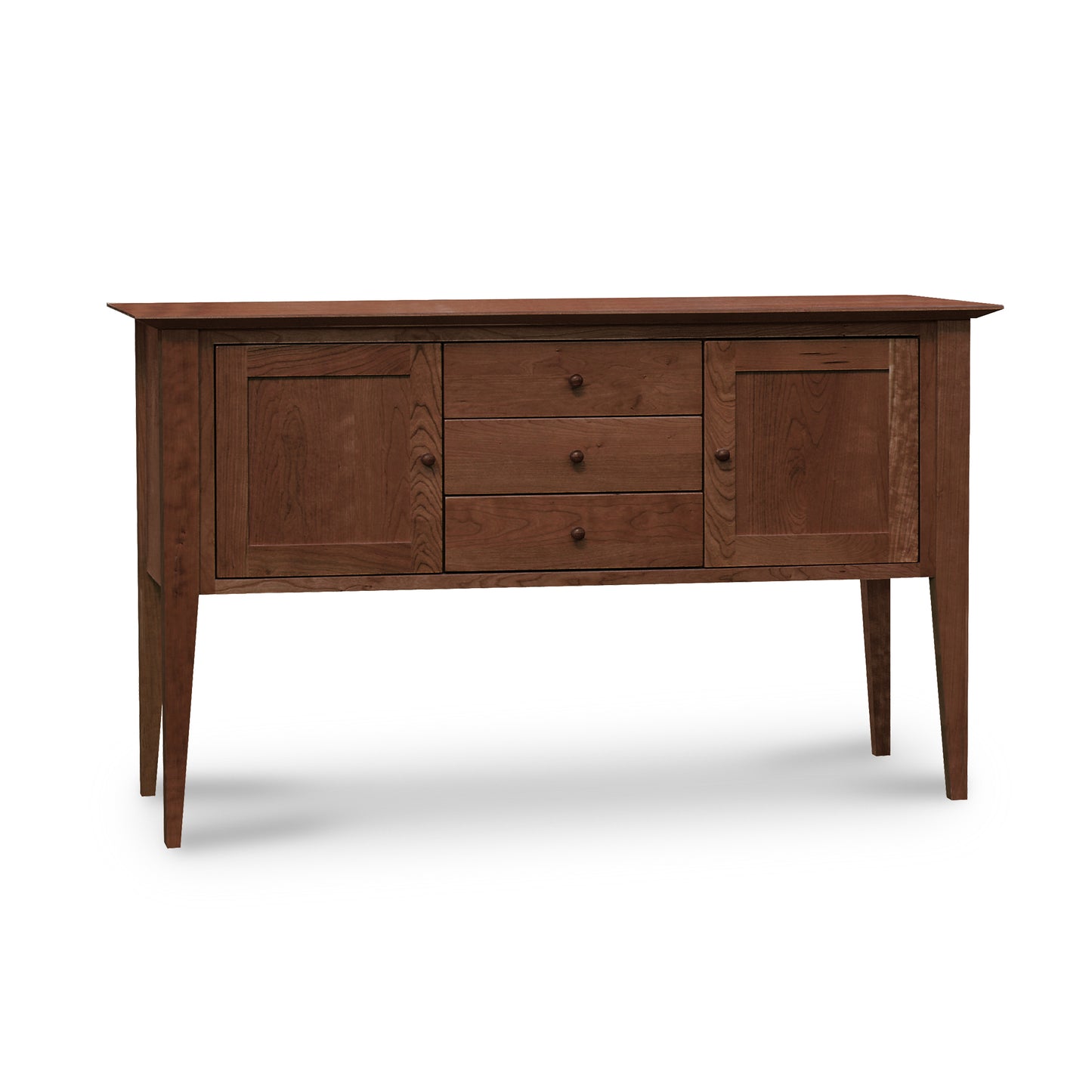 A Classic Shaker Small Buffet with two drawers and two doors, featuring a Shaker-style design and solid wood construction, handcrafted by Lyndon Furniture.