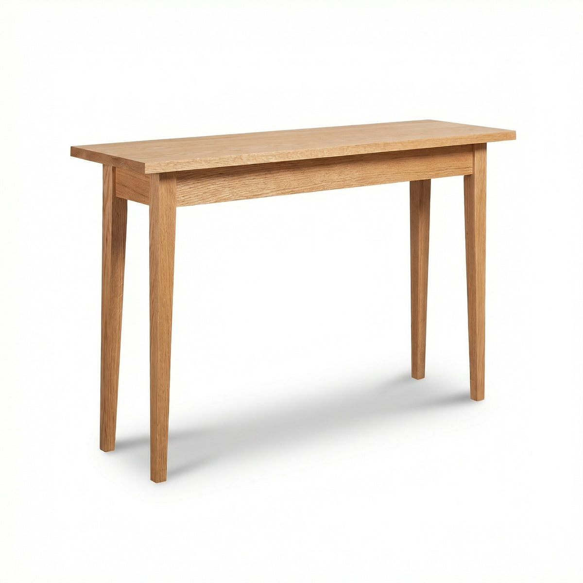 Lyndon Furniture Classic Shaker Sofa Table in natural cherry finish with four slender, tapered legs; handcrafted American-made furniture.