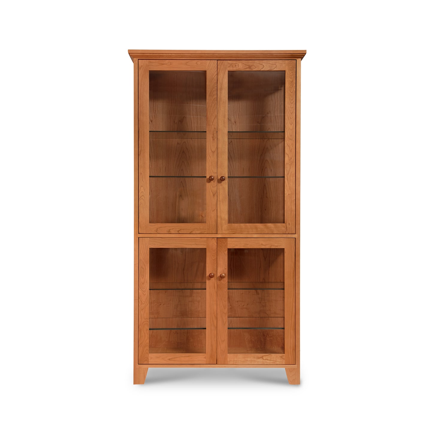 Lyndon Furniture Classic Vermont Curio Cabinet with four glass doors and shelves, expertly handcrafted from sustainable wood.