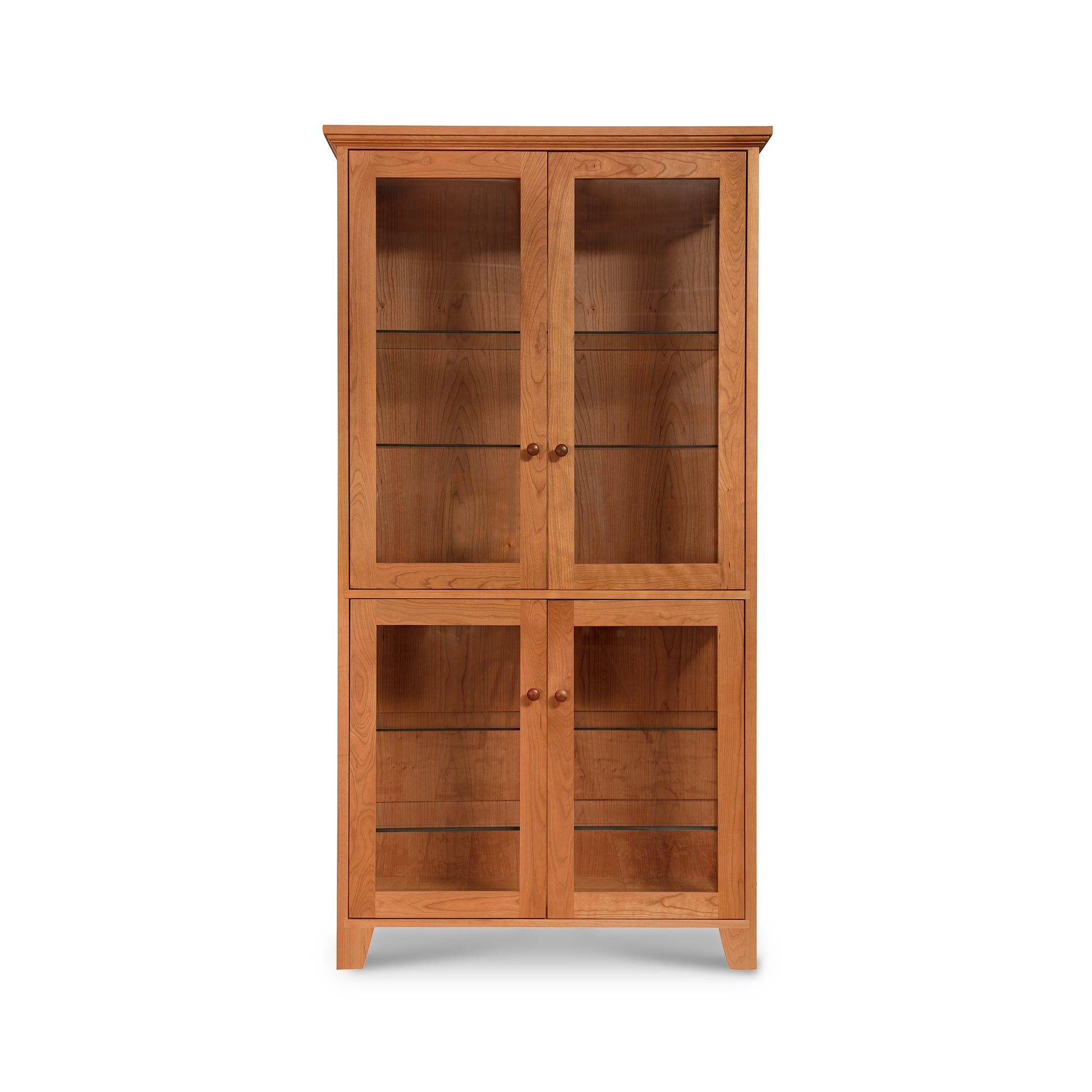 Lyndon Furniture Classic Vermont Curio Cabinet with four glass doors and shelves, expertly handcrafted from sustainable wood.