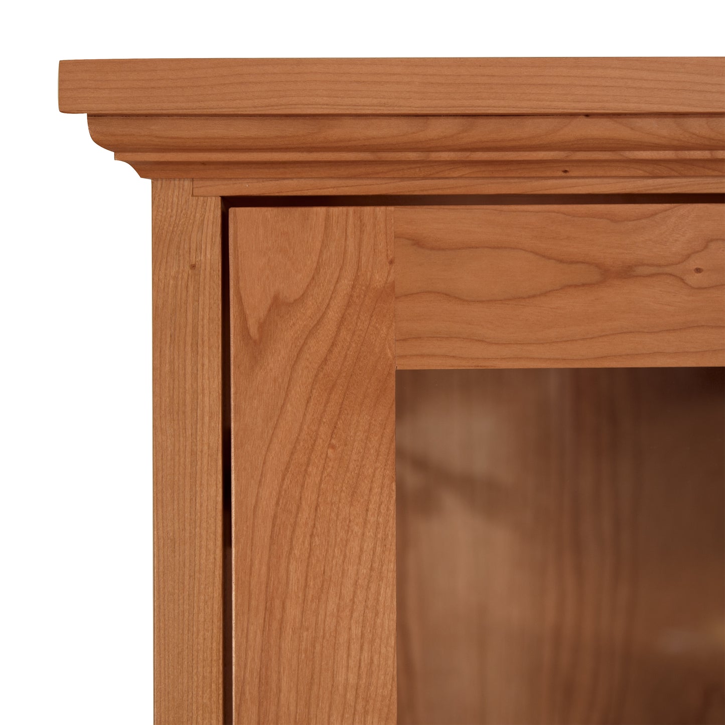 Classic Vermont Curio Cabinet by Lyndon Furniture, featuring eco-friendly wood craftsmanship, glass door, and natural finish.