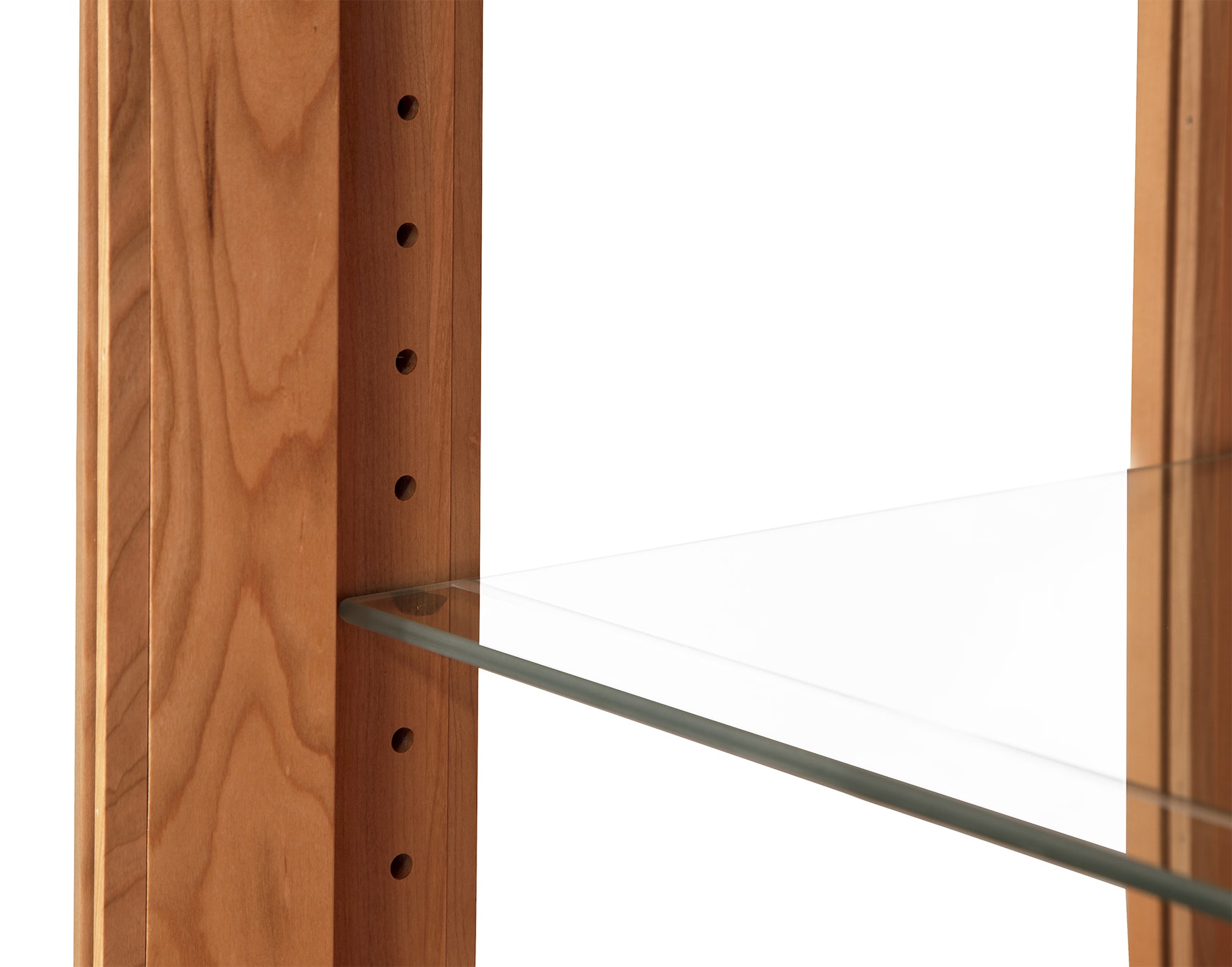 Classic Vermont Curio Cabinet by Lyndon Furniture featuring clear glass shelving and adjustable shelf options.