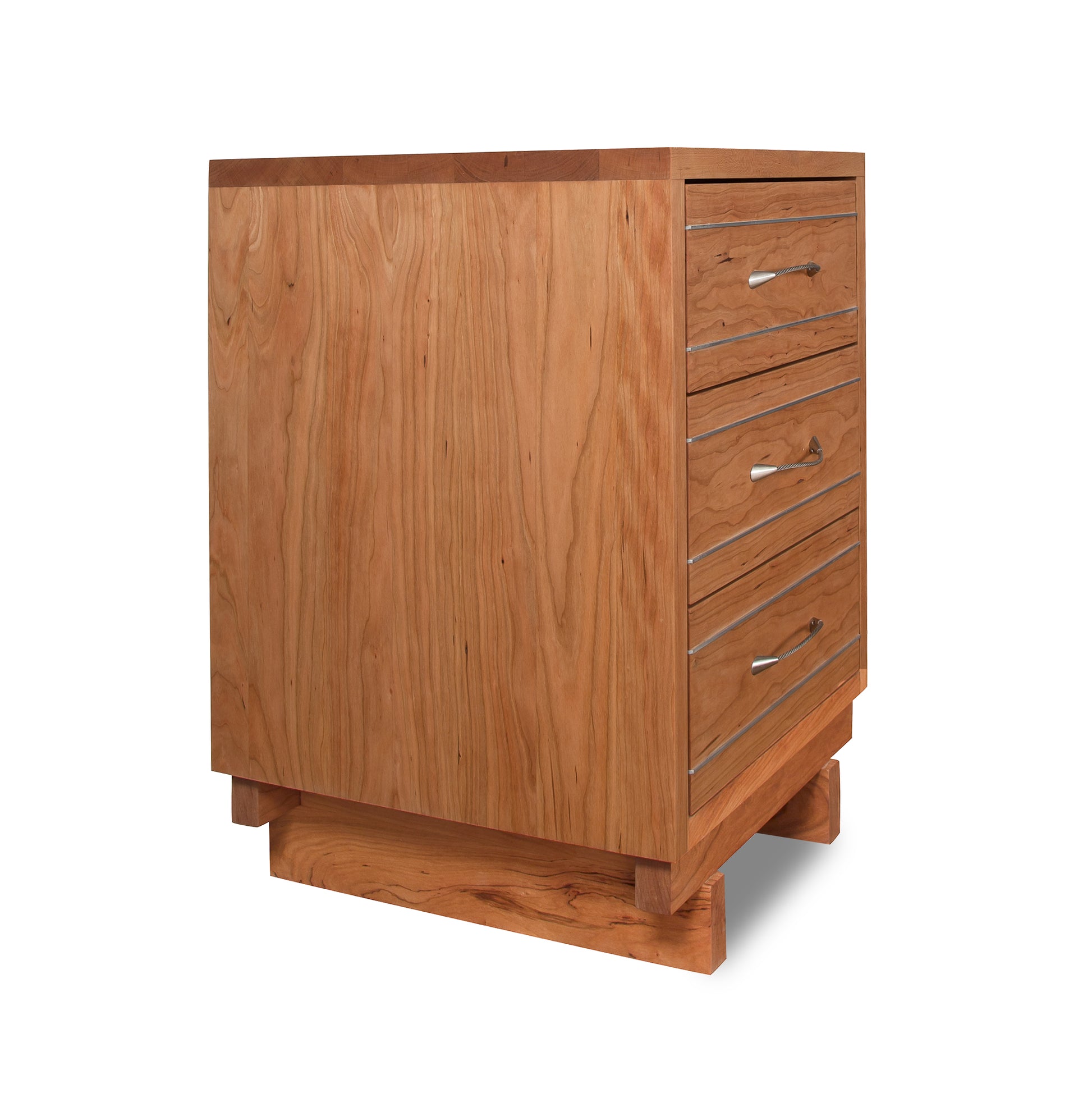 Vermont Furniture Designs Contemporary Cable 3-Drawer Nightstand crafted from solid hardwood with sleek lines and modern design, American made quality.