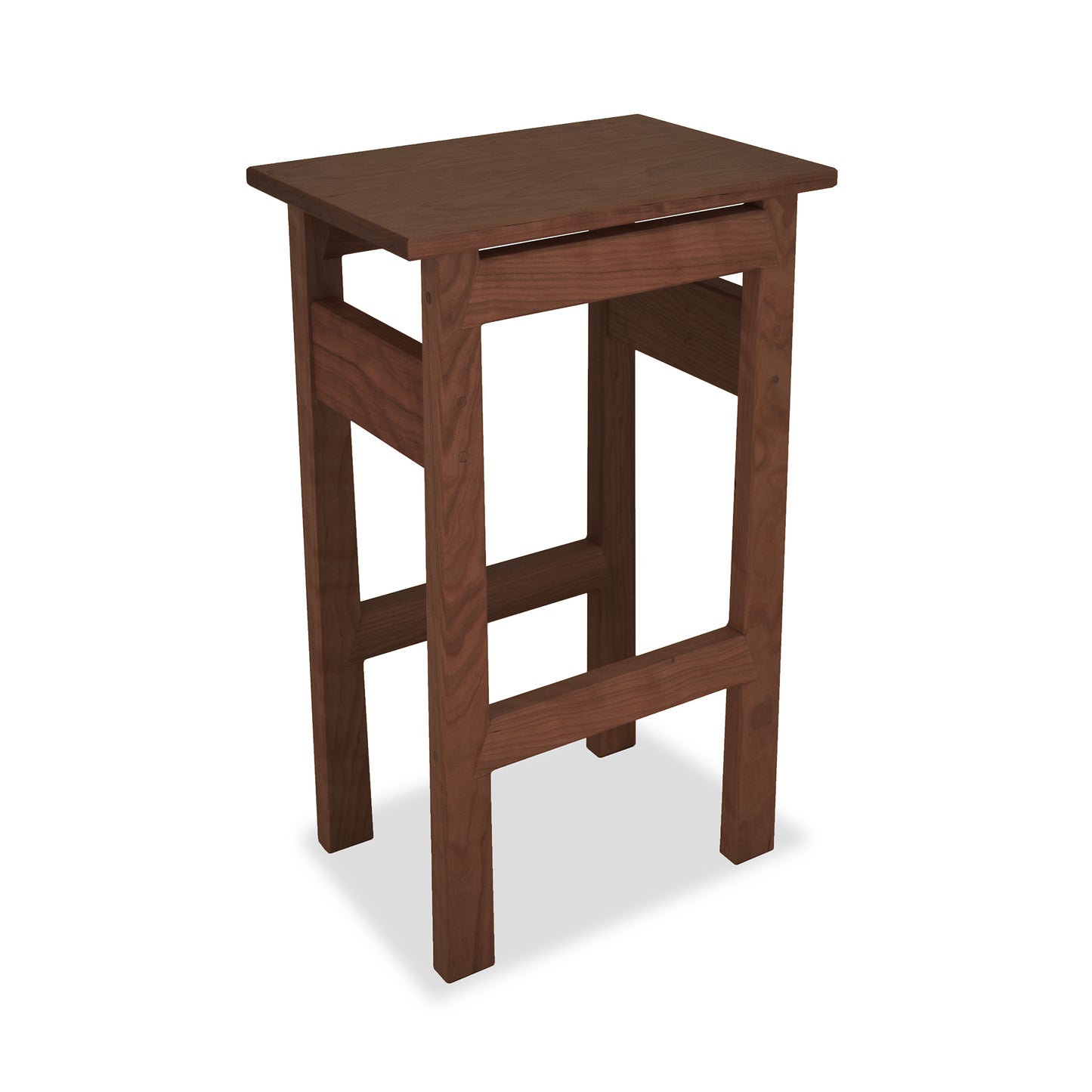 Contemporary Asian Stool by Maple Corner Woodworks with a minimalist rectangular design and four sturdy eco-friendly legs.