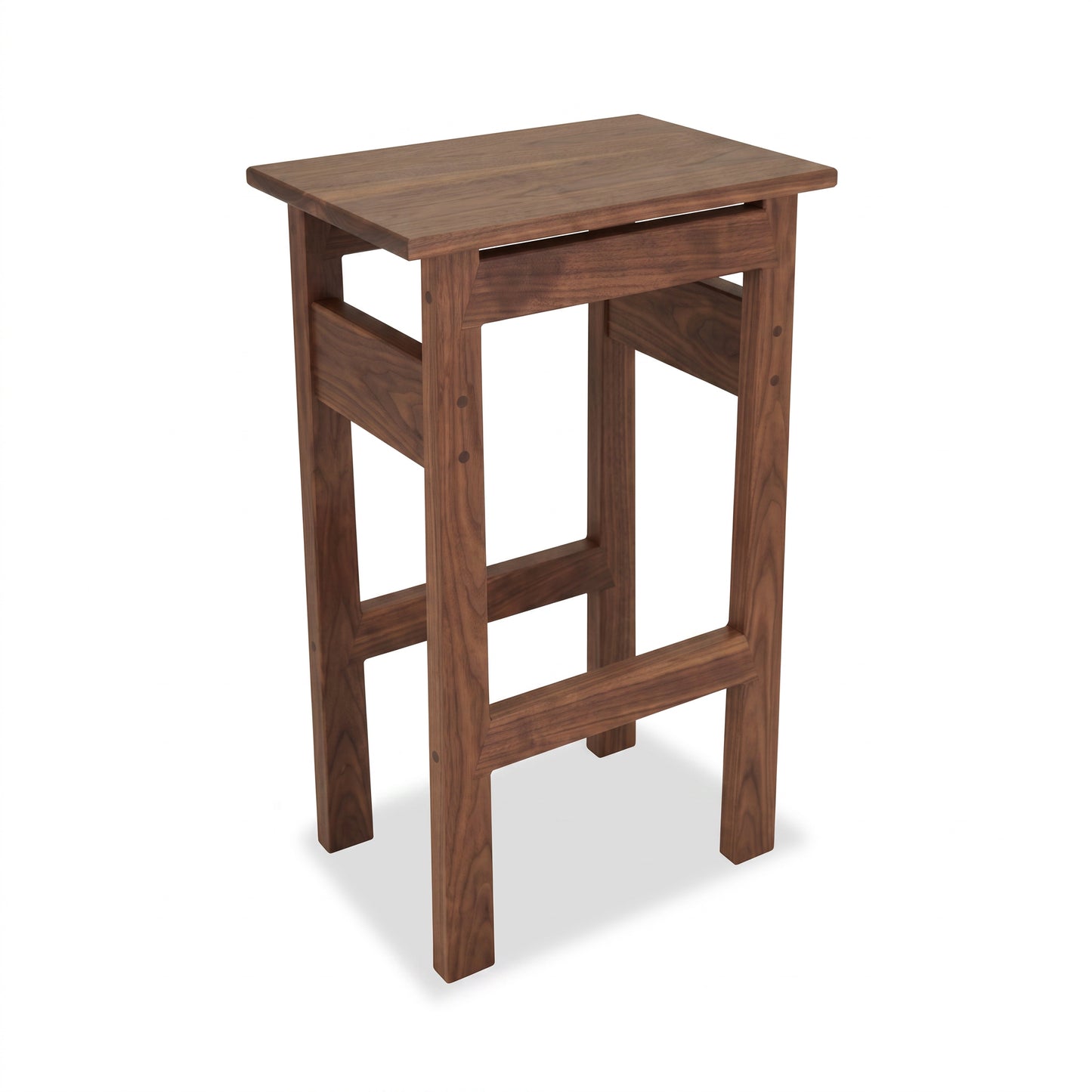 Handcrafted solid wood Contemporary Asian Stool by Maple Corner Woodworks, featuring a rectangular seat and four sturdy legs.