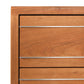 Handmade wooden 5-Drawer Chest with horizontal slats and metal handles, isolated on a white background by Vermont Furniture Designs.