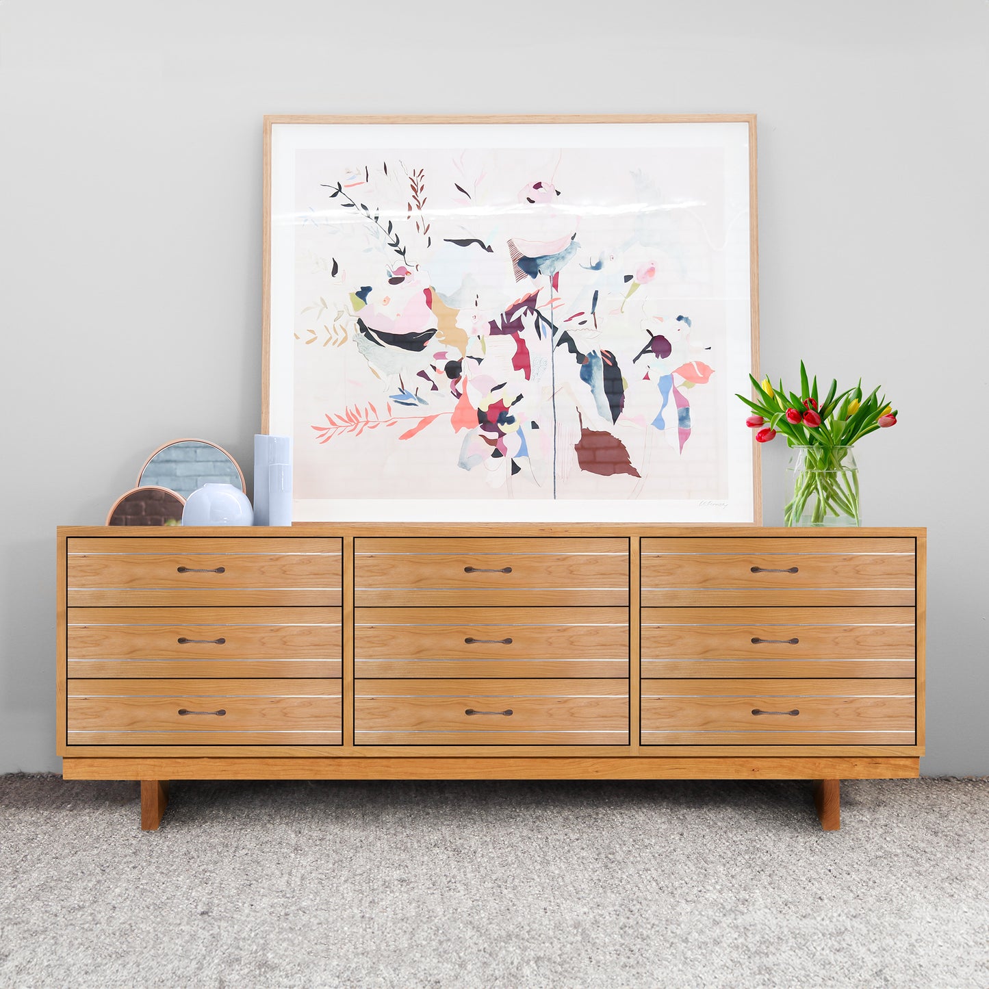 Vermont Furniture Designs Contemporary Cable 9-Drawer Dresser in eco-friendly finish, featuring sleek lines and spacious drawers.