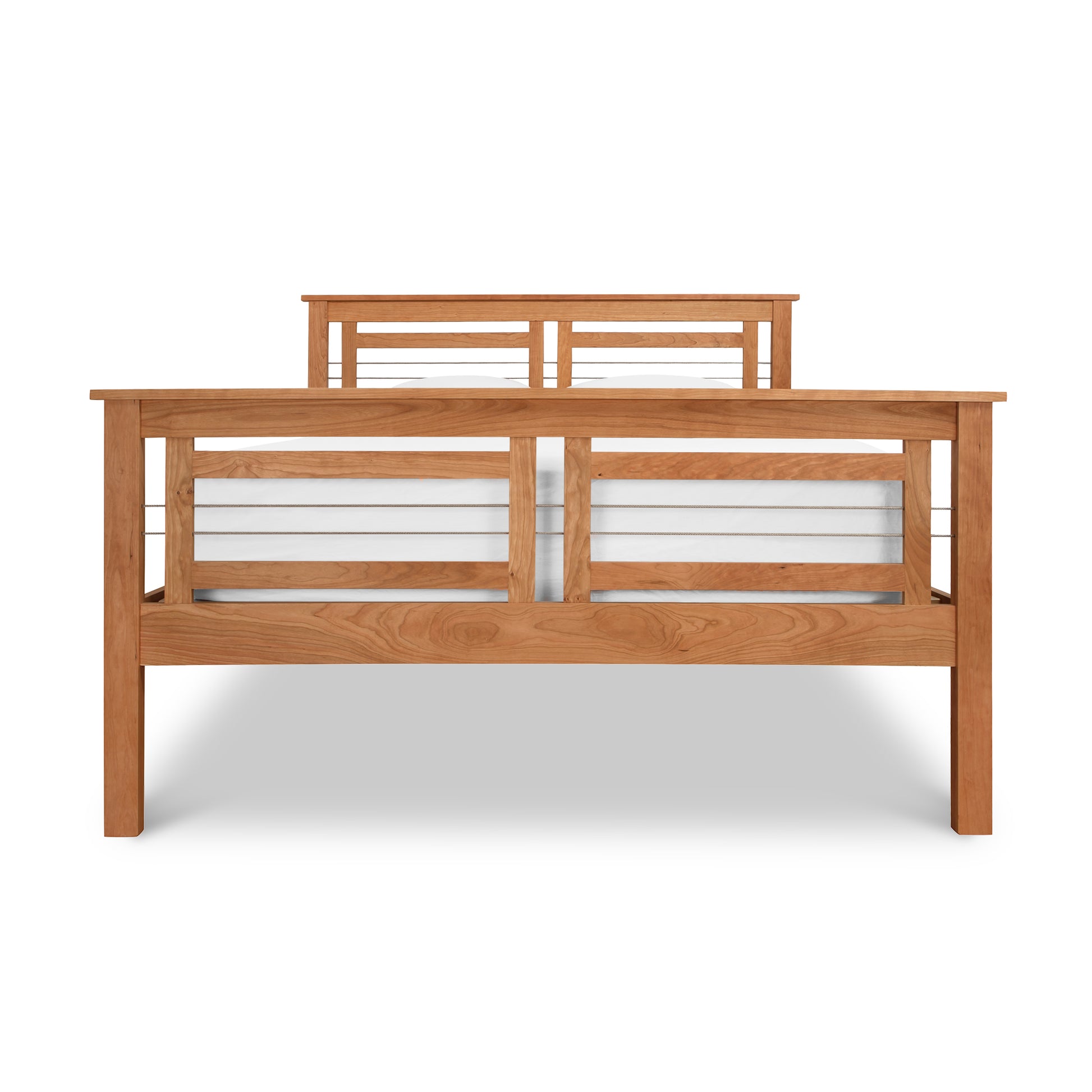 Contemporary Vermont Furniture Designs Cable Bed with headboard and footboard, featuring solid hardwood construction, displayed against a white background.
