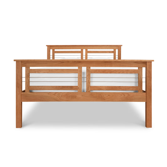 Contemporary Cable Bed with slatted headboard and footboard, highlighting solid hardwood craftsmanship by Vermont Furniture Designs.