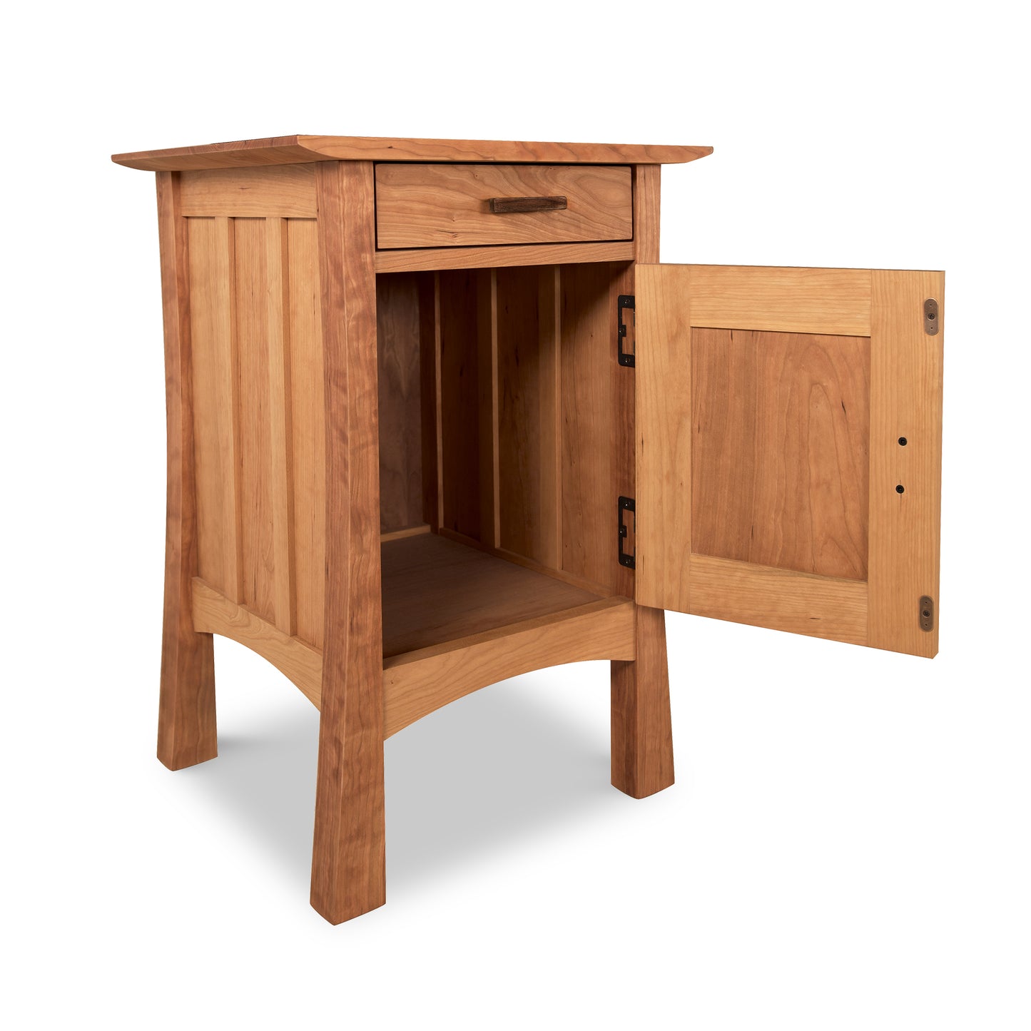 Contemporary Craftsman 1-Drawer Nightstand with Door by Vermont Furniture Designs, showcasing clean lines and solid wood craftsmanship.