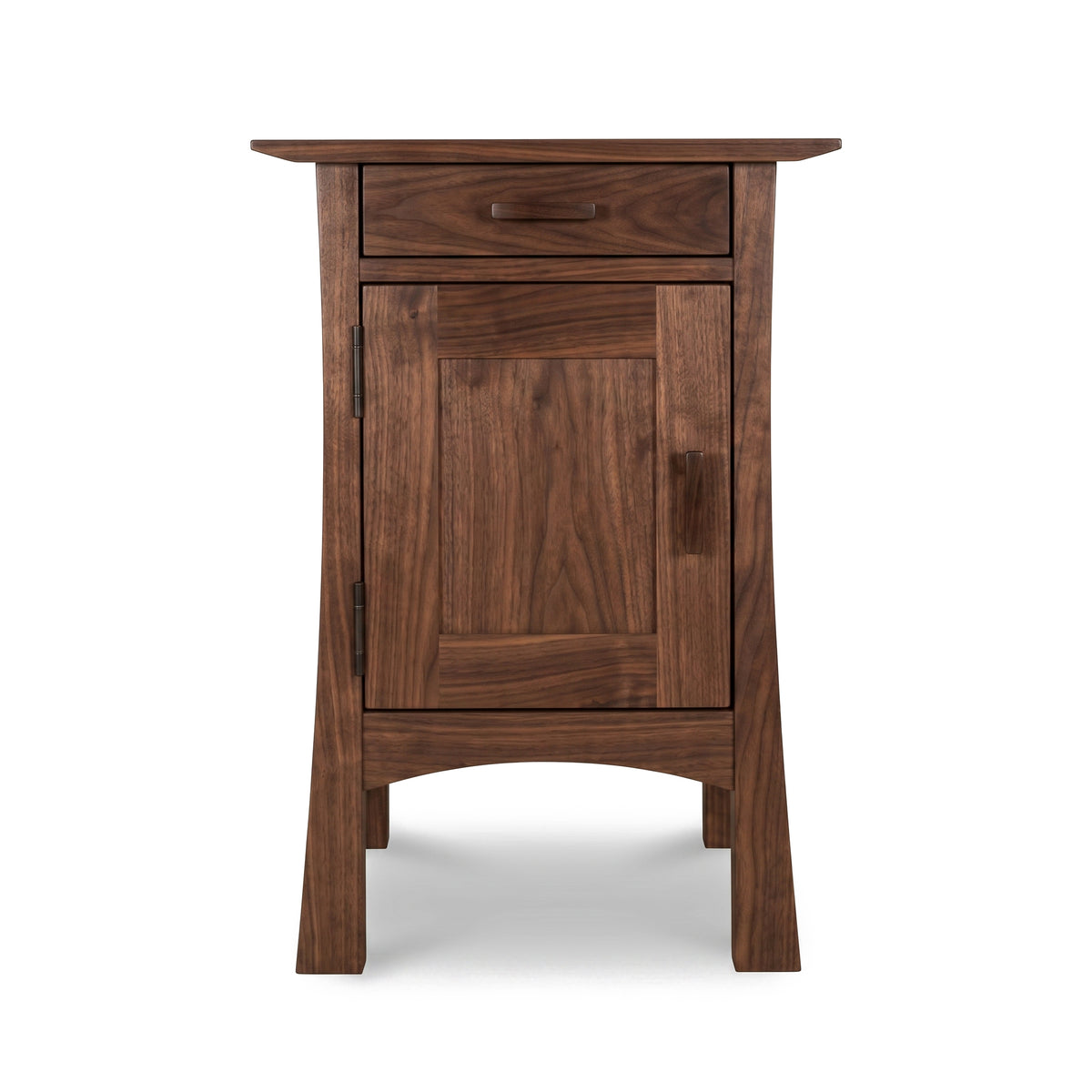 Vermont Furniture Designs Contemporary Craftsman 1-Drawer Nightstand with Door, handcrafted in solid wood, American made, shown close-up.