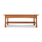 Vermont Furniture Designs Contemporary Craftsman Console Coffee Table with a lower shelf, isolated on a white background.