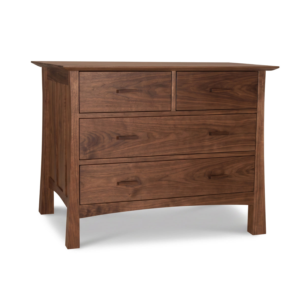 Contemporary Craftsman 4-Drawer Chest by Vermont Furniture Designs with smooth finish, handcrafted in the USA from solid wood, shown in detail.