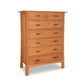 A Contemporary Craftsman 7-Drawer Chest from Vermont Furniture Designs, showcasing an Arts and Crafts styling, isolated on a white background.