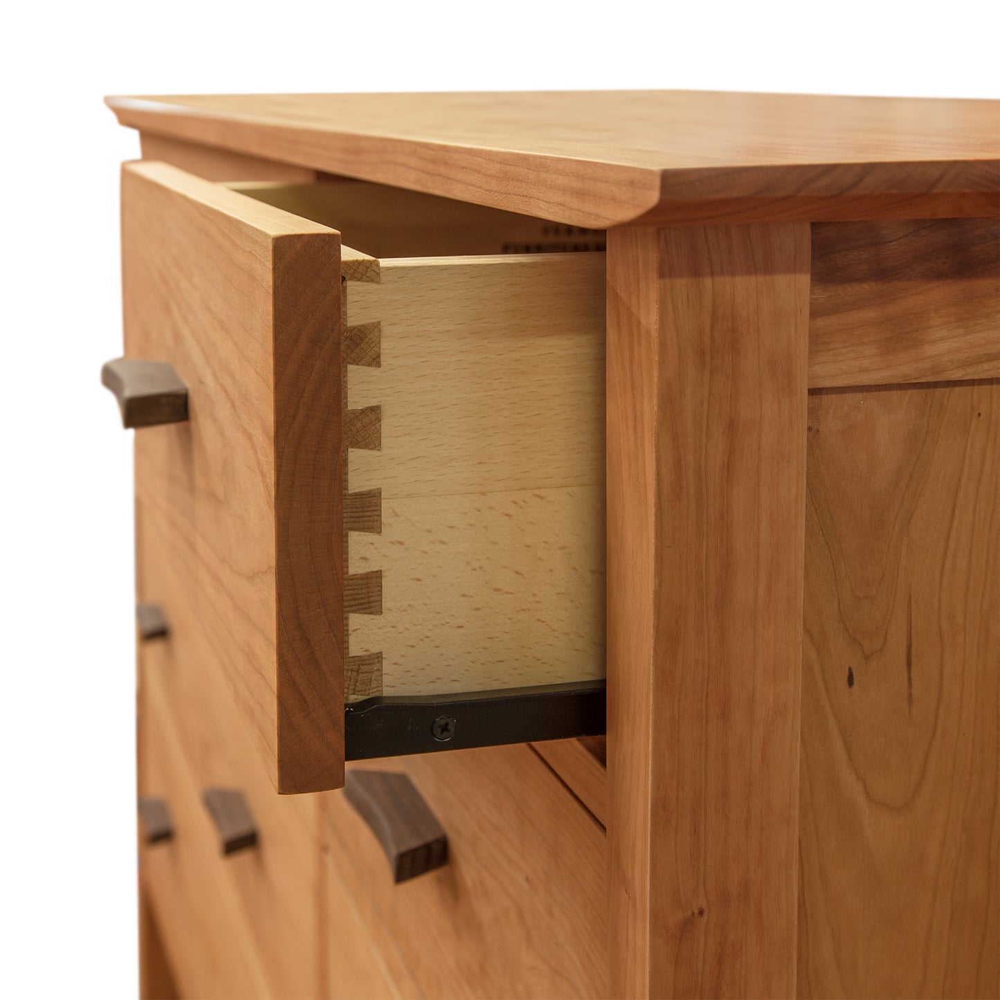 Vermont Furniture Designs Cargill Contemporary Craftsman 6-drawer dresser with dovetail joinery and solid wood handles, American made quality.