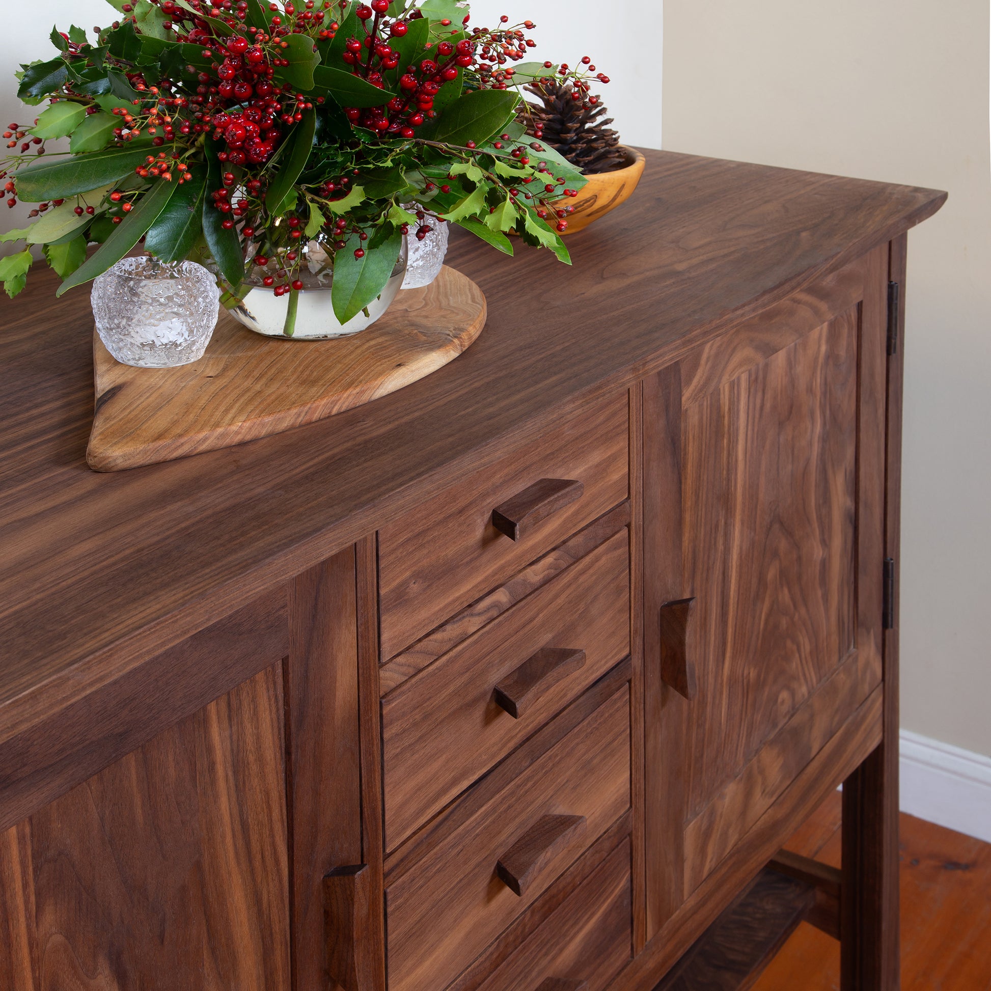 Vermont Furniture Designs huntboard showcasing intricate craftsmanship and sleek design.