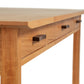 A Vermont Furniture Designs Contemporary Craftsman Library Desk with two drawers, perfect for a study or modern office.