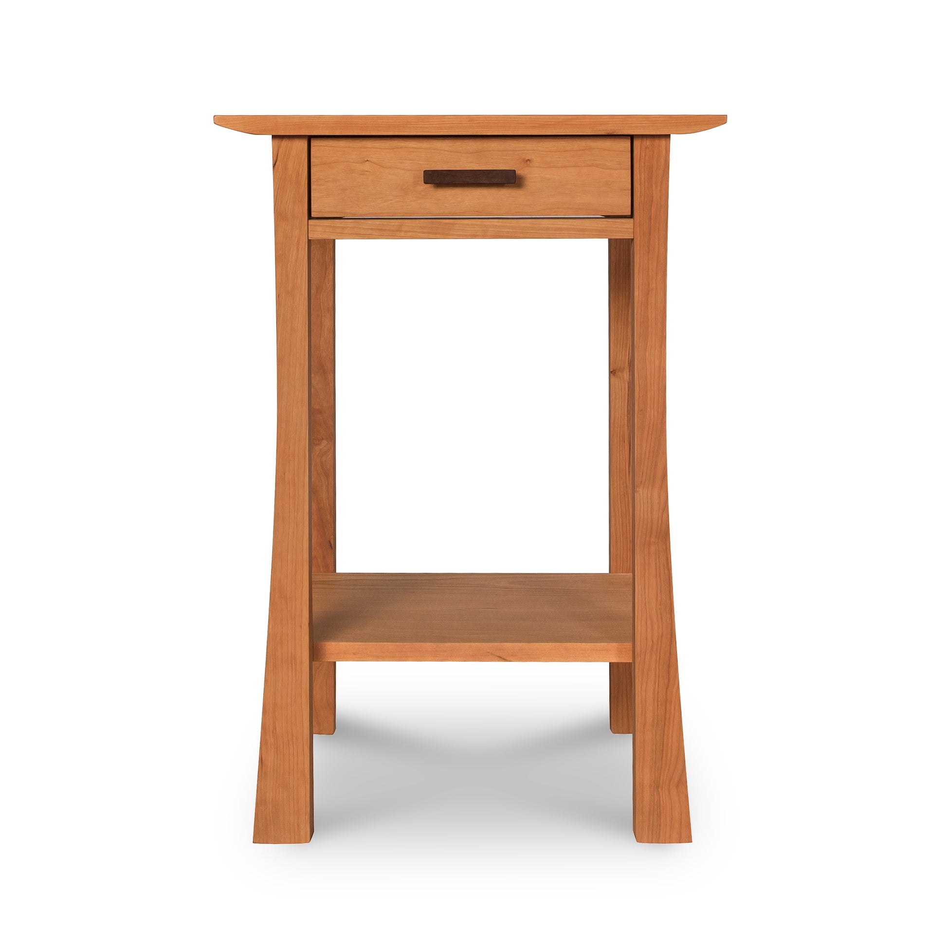 Contemporary Craftsman nightstand by Vermont Furniture Designs featuring solid hardwood construction, eco-friendly finish, one drawer, and open shelf.