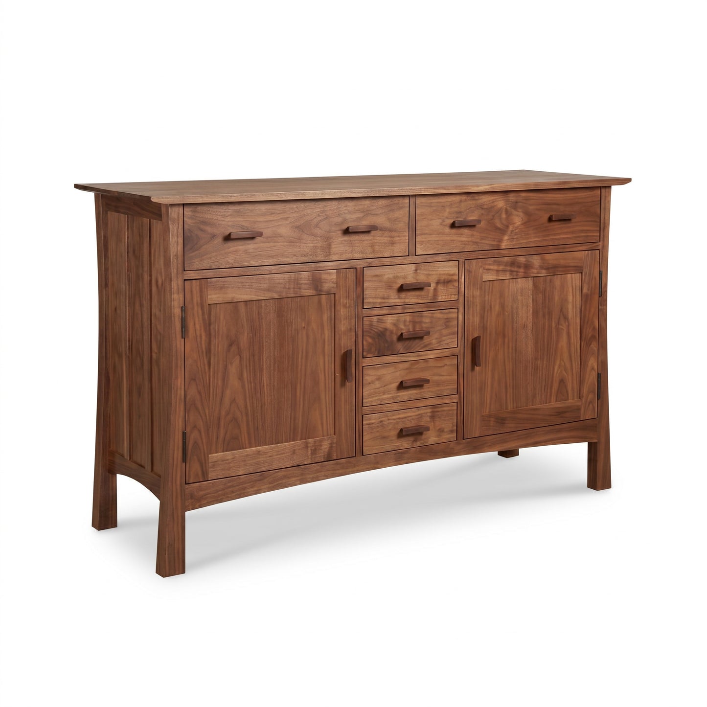 Contemporary Craftsman Sideboard by Vermont Furniture Designs with 7 drawers, 2 cabinets, and solid hardwood construction in a modern style.