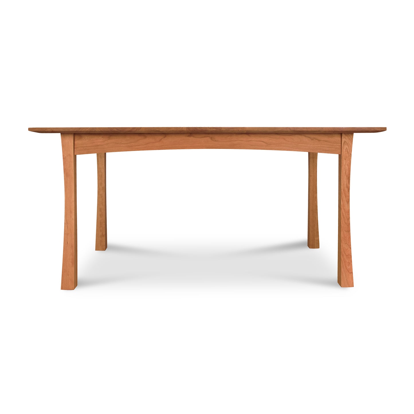 Contemporary Craftsman Solid Top Dining Table with a rectangular top and distinctive curved legs, handcrafted by Vermont Furniture Designs.