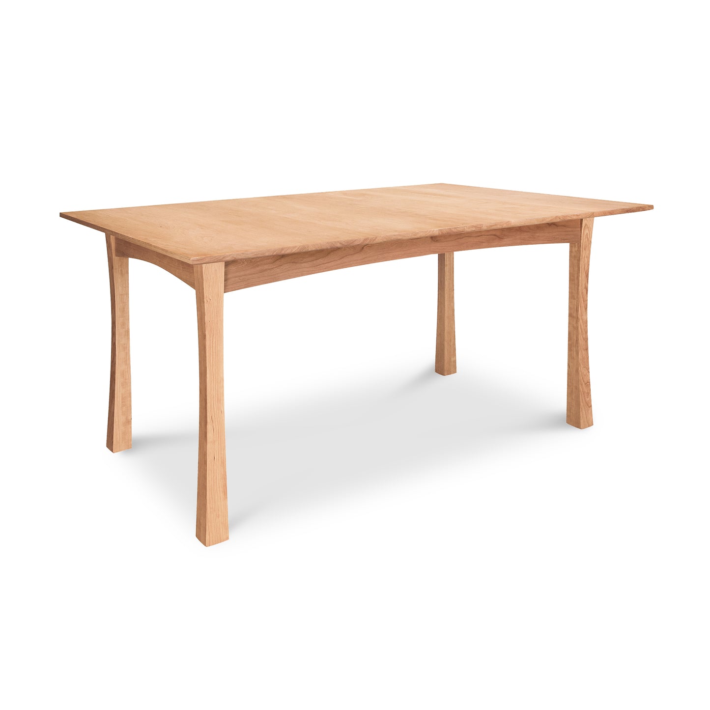 Contemporary Craftsman Solid Top Dining Table with four curved legs and a rectangular solid wood top, handcrafted by Vermont Furniture Designs.