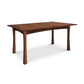 A Contemporary Craftsman Solid Top Dining Table crafted by Vermont Furniture Designs woodworkers, this wooden rectangular table with four legs is isolated on a white background.