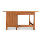 A Vermont Furniture Designs Contemporary Craftsman study desk made of solid wood with an eco-friendly finish, isolated on a white background.