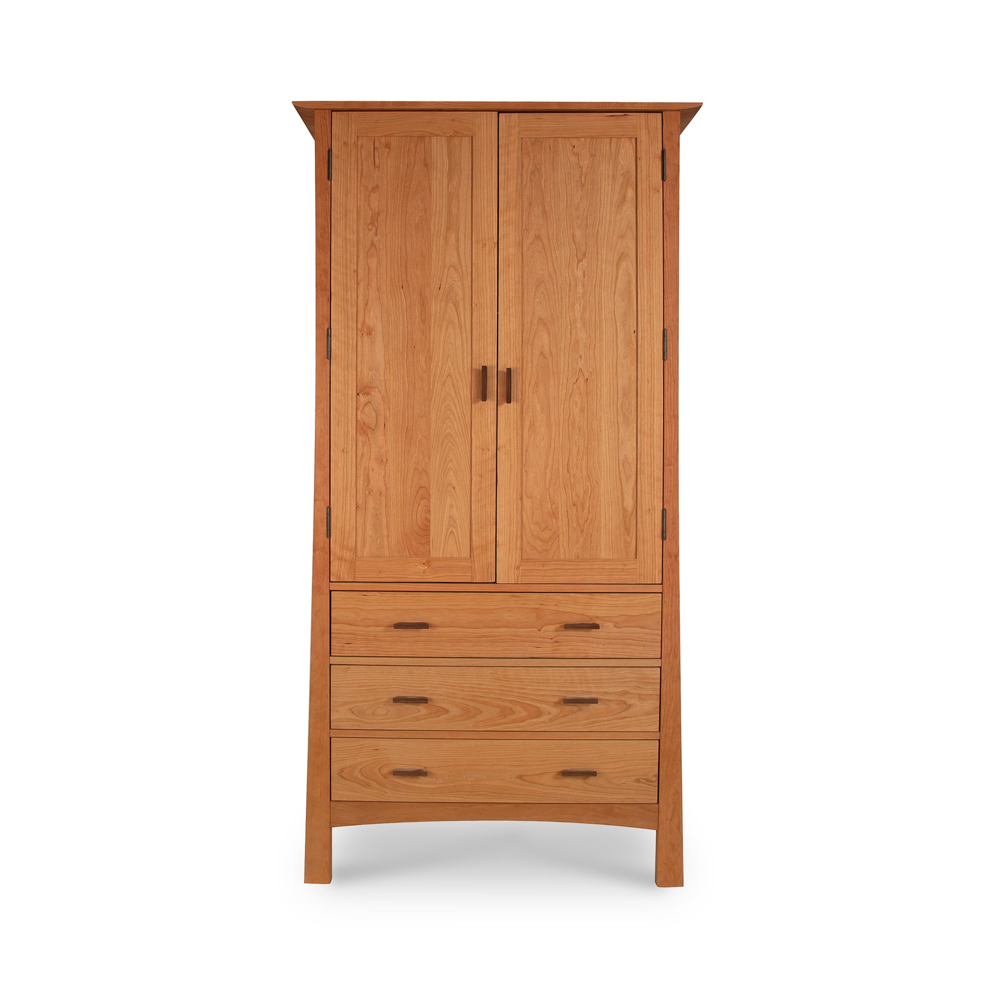 Contemporary Craftsman Tall Armoire by Vermont Furniture Designs, handcrafted from solid wood with two upper doors and three lower drawers.
