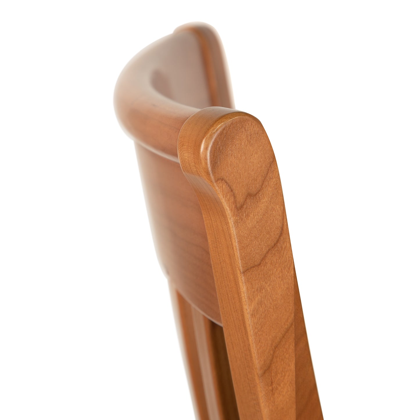 Country Shaker Chair backrest by Vermont Woods Studios, showcasing a smooth curved solid wood design with visible grain.