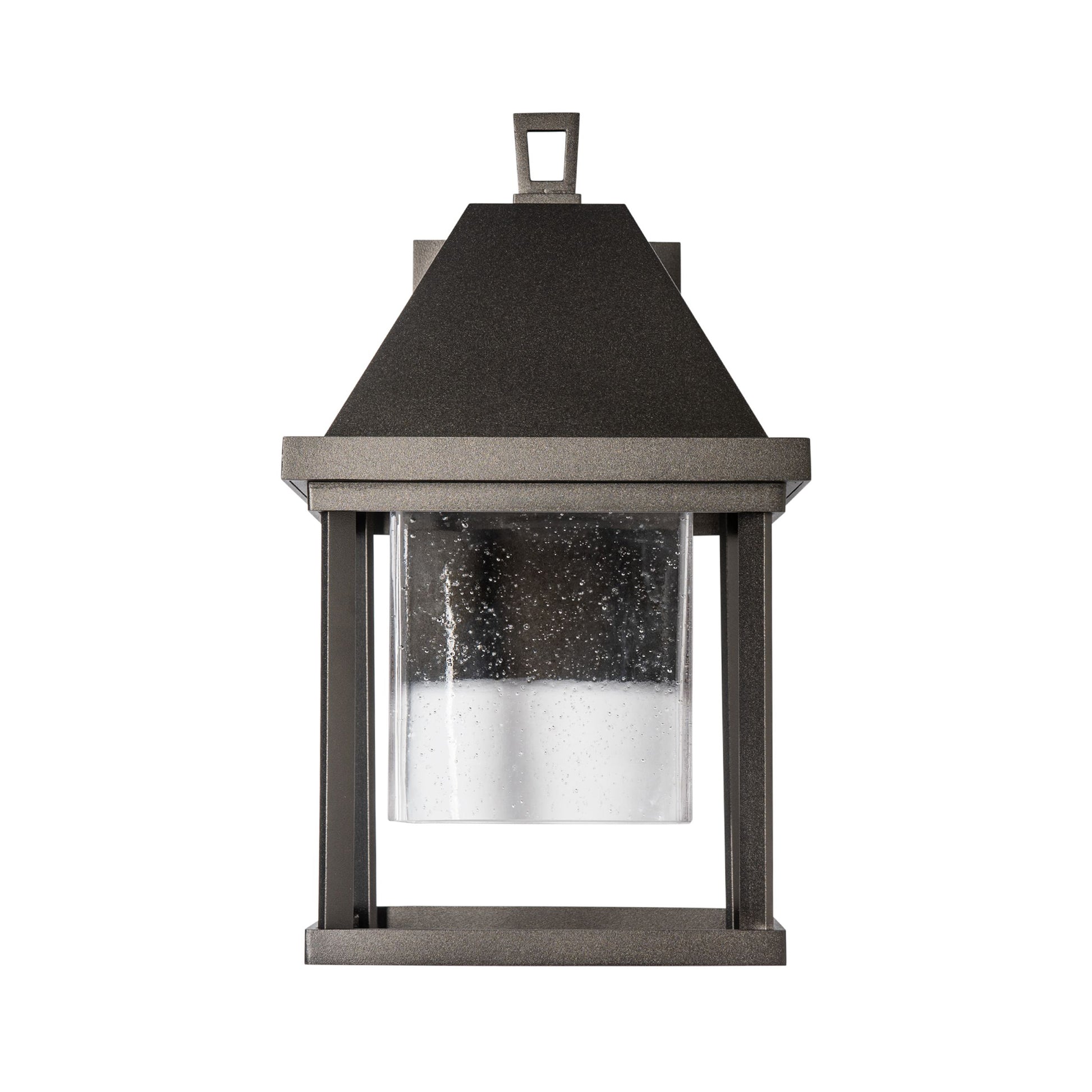 Dorset Small Dark Sky Friendly Outdoor Sconce by Hubbardton Forge, showcasing hand-forged steel and clear bubbled glass craftsmanship.