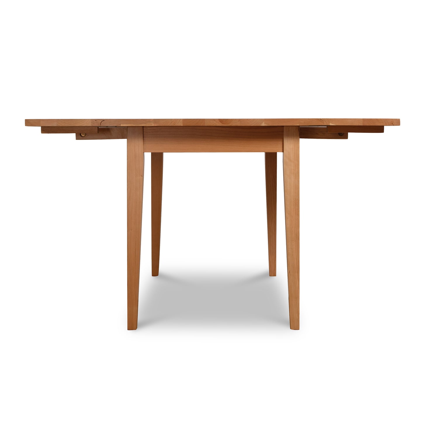 Handcrafted Lyndon Furniture Drop Leaf Table in cherry finish, featuring four straight legs and a classic wooden design.