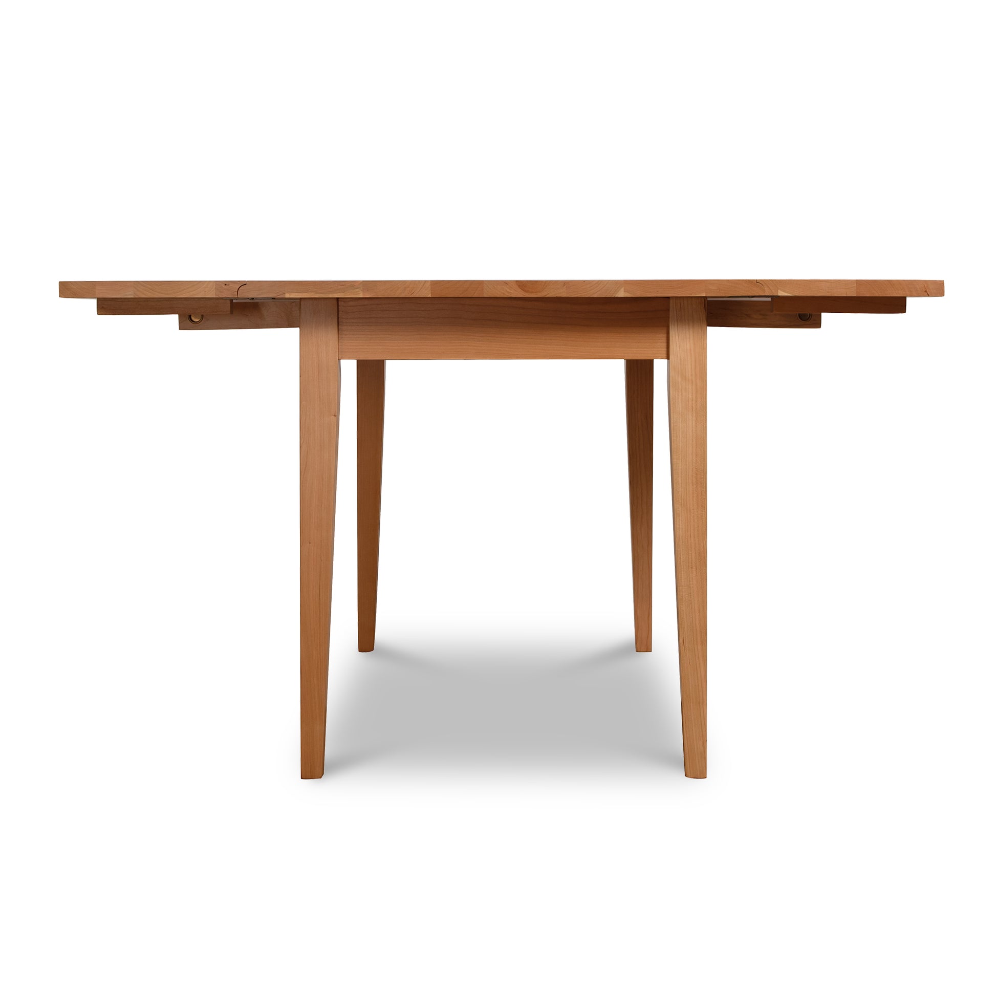 Handcrafted Lyndon Furniture Drop Leaf Table in cherry finish, featuring four straight legs and a classic wooden design.
