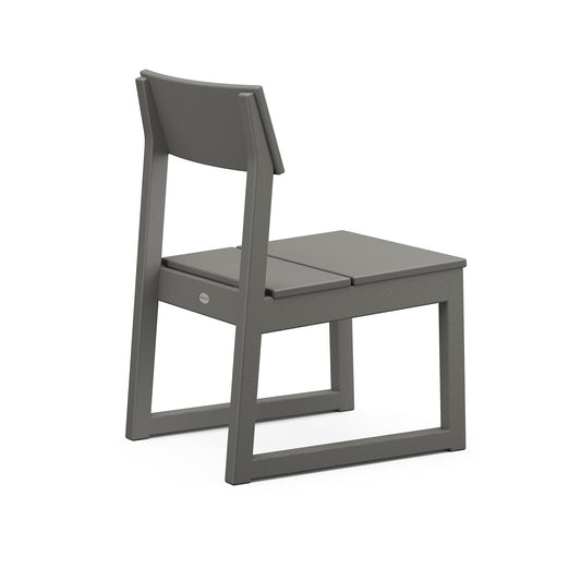 Modern gray POLYWOOD EDGE Dining Side Chair with flat seat, angled backrest, and minimalist rectangular frame design.