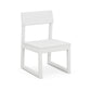 A minimalist white POLYWOOD EDGE Dining Side Chair with a square seat and backrest, featuring a simple, geometric frame with marine-grade hardware, isolated on a white background.