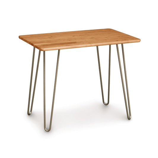 A Copeland Furniture Essentials End Table with four metal hairpin legs in a mid-century modern style, set against a white background.