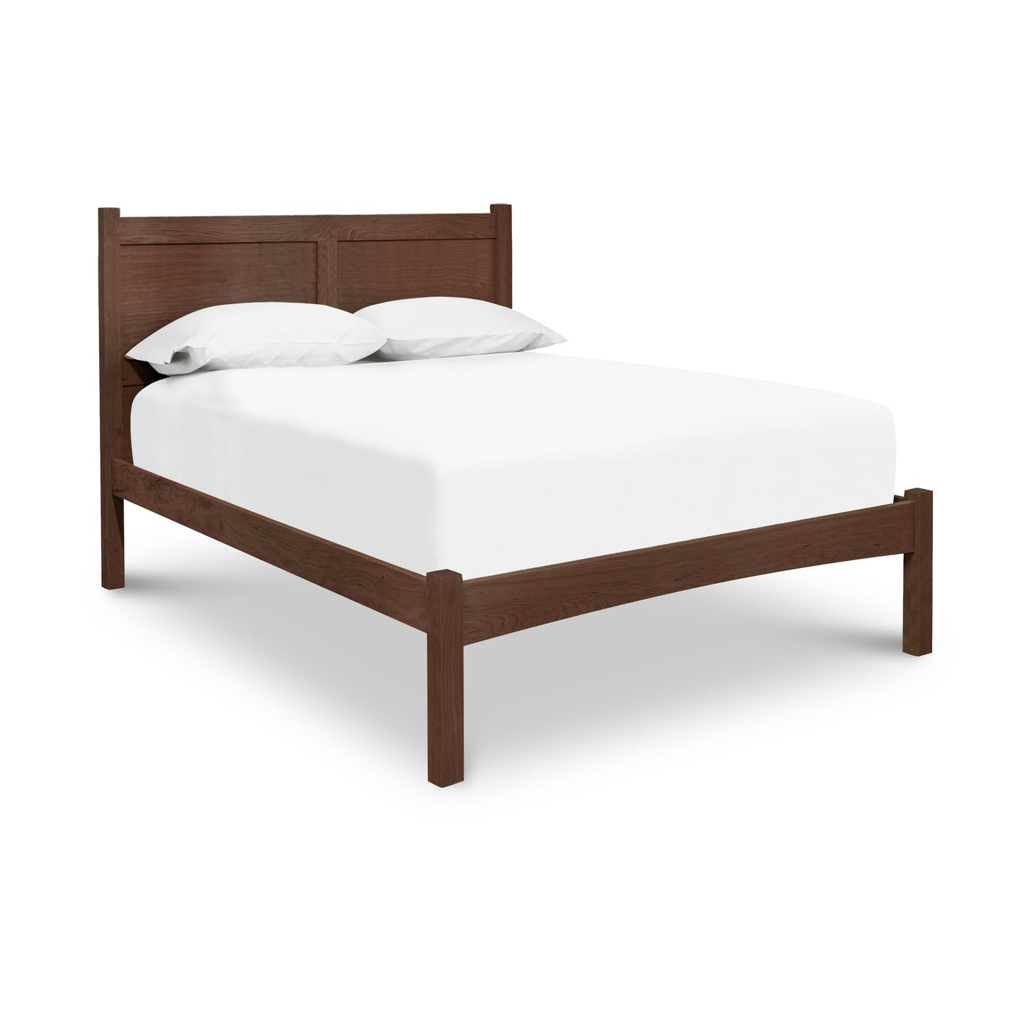 Essex Low Footboard Bed by Vermont Furniture Designs showcasing solid hardwood construction and a minimalist design with an eco-friendly dark headboard.